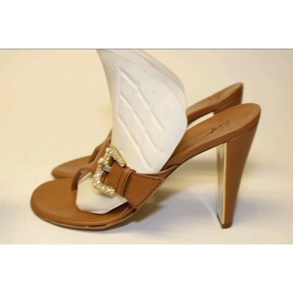 Vicini Giuseppe Zanotti NEW Italy Made Womens 8 B 38 Leather Heeled Thongs Shoes - Picture 5 of 14